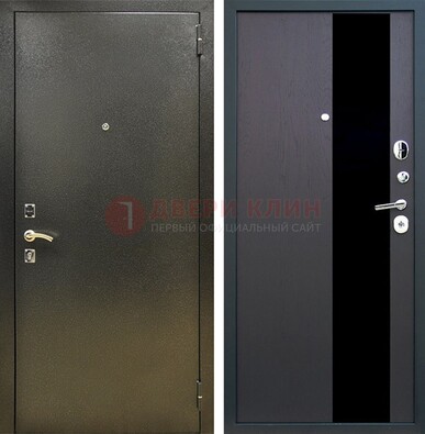 Входная темная дверь с порошковым покрытием и МДФ со стеклом ДП-294 в Всеволожске