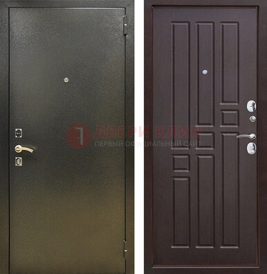 Входная темно-серая дверь с порошковым напылением и коричневой МДФ ДП-301 в Всеволожске