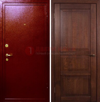 Красная железная дверь с порошковым окрасом ДП-58 в Всеволожске