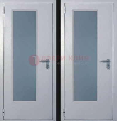Белая металлическая противопожарная дверь с декоративной вставкой ДПП-5 в Всеволожске