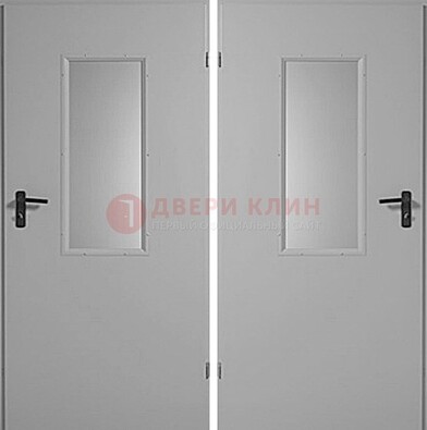 Белая металлическая противопожарная дверь с декоративной вставкой ДПП-7 в Всеволожске