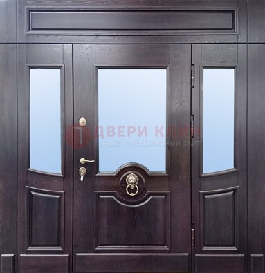 Филенчатая металлическая дверь с панелью МДФ и стеклом ДПР-102 в Всеволожске