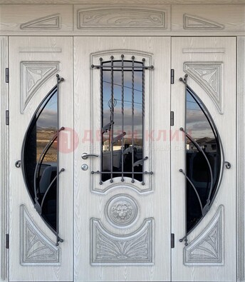 Большая парадная дверь Винорит со стеклом и ковкой ДПР-108 в Всеволожске