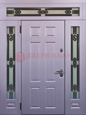 Филенчатая железная парадная дверь с фрамугами ДПР-82 в Всеволожске