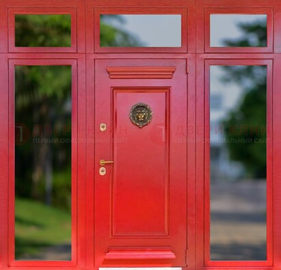 Красная парадная дверь для частного дома ДПР-88 в Всеволожске