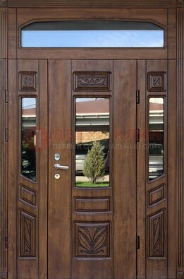 Парадная стальная дверь Винорит со стеклом и резьбой ДПР-97 в Всеволожске