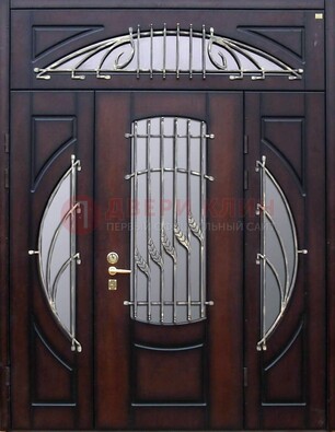 Парадная дверь со стеклянными вставками и ковкой ДПР-9 для улицы в Всеволожске