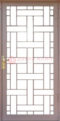 Коричневая металлическая решетчатая дверь для дома ДР-47 в Всеволожске