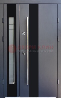 Серая стальная дверь со стеклом ДС-11 в Всеволожске