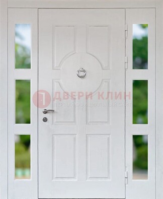 Белая стальная дверь со стеклом и фрамугами ДС-20 в Всеволожске
