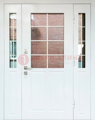 Белая стальная дверь со стеклом и фрамугами ДС-27 в Всеволожске