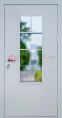 Белая железная дверь порошок со стеклом ДС-31 в Всеволожске