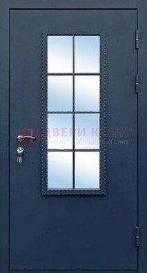 Темная металлическая дверь порошок со стеклом ДС-34 в Воронеже