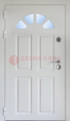 Белая стальная дверь МДФ со стеклом для дома ДС-37 в Всеволожске