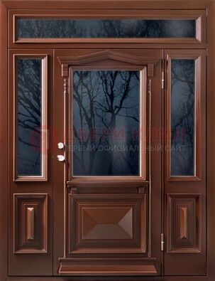 Коричневая металлическая дверь со стеклом ДС-67 в Всеволожске