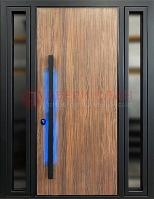 Коричневая металлическая дверь со стеклом ДС-69 в Всеволожске