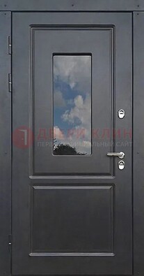 Чёрная металлическая дверь со стеклом ДС-77 в Всеволожске