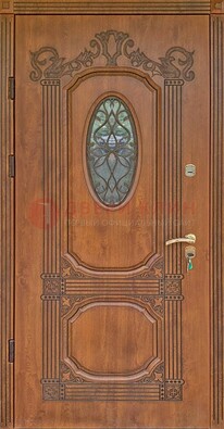 Резная металлическая дверь Винорит со стеклом и ковкой ДСК-215 в Всеволожске