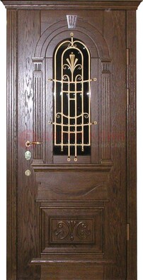 Железная дверь со стеклом и ковкой в классическом стиле ДСК-23 в Всеволожске