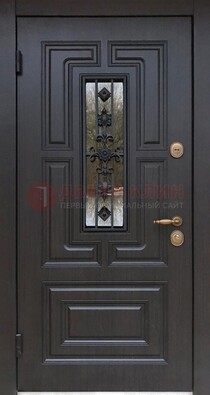 Филенчатая железная дверь Винорит со стеклом и ковкой ДСК-258 в Всеволожске