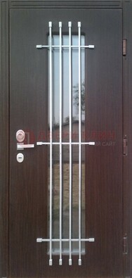 Современная стальная дверь с Виноритом стеклом и ковкой ДСК-262 в Всеволожске