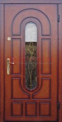 Яркая металлическая дверь Винорит со стеклом и ковкой ДСК-268 в Всеволожске