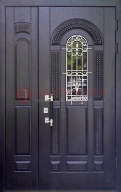 Входная дверь Винорит со стеклом и ковкой с узором ДСК-270 в Всеволожске