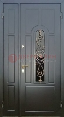 Металлическая дверь Винорит со стеклом в темном цвете ДСК-276 в Голицино