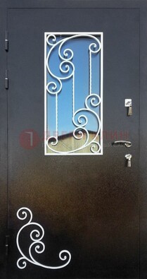 Входная дверь Порошок со стеклом и ковкой ДСК-278 в Всеволожске