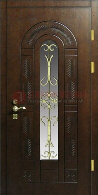 Дизайнерская металлическая дверь со стеклом и ковкой ДСК-50 в Всеволожске