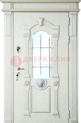 Герметичная входная дверь со стеклом и ковкой с украшением ДСК-64 в Всеволожске