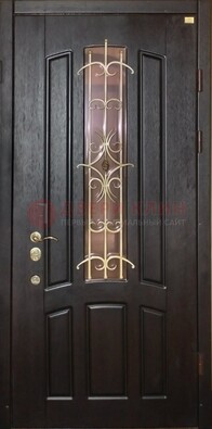 Металлическая дверь со стеклом и ковкой ДСК-79 для загородного дома в Всеволожске