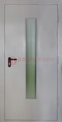 Белая металлическая техническая дверь со стеклянной вставкой ДТ-2 в Всеволожске
