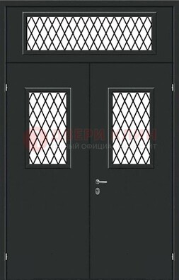 Черная железная тамбурная дверь с декоративными вставками ДТМ-16 в Всеволожске