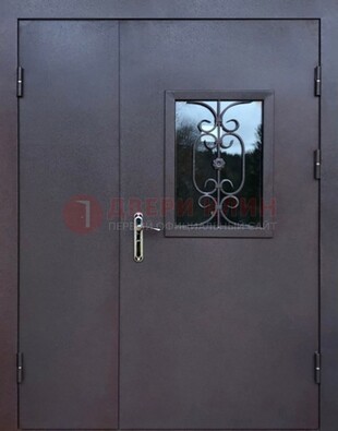 Тамбурная дверь Порошок со стеклом и ковкой ДТМ-48 в Всеволожске