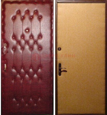 Бордовая металлическая дверь с винилискожей ДВ-1 в Всеволожске