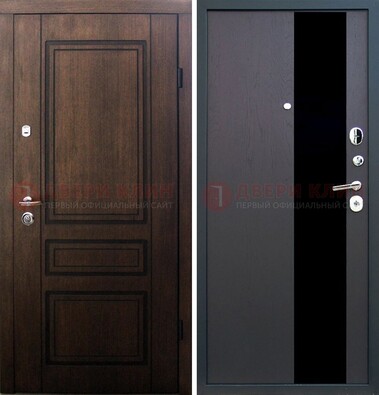 Входная дверь Итальянский орех с МДФ с черным стеклом ДМ-1199 в Всеволожске