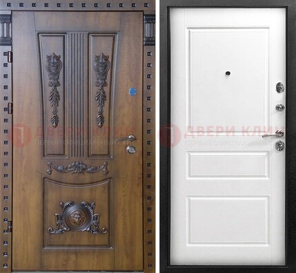 Железная дверь терморазрыв с виноритом и белой панелью внутри ДВТ-134 в Всеволожске