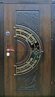 Металлическая филенчатая дверь с виноритом и стеклом ДВТ-144 в Всеволожске