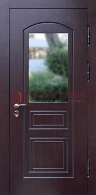 Темная железная дверь с виноритом и стеклом ДВТ-162 в Всеволожске
