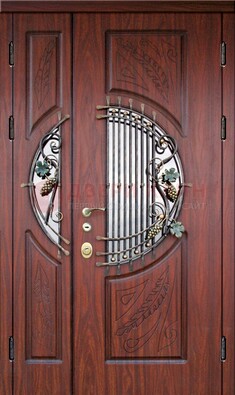 Железная дверь с виноритом и стеклом с ковкой ДВТ-170 в Всеволожске