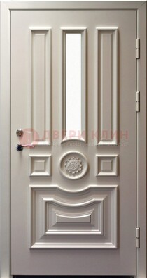 Белая уличная дверь с виноритом и стеклом ДВТ-201 в Всеволожске