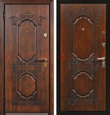 Коричневая железная дверь с виноритом и узором ДВТ-211 в Всеволожске