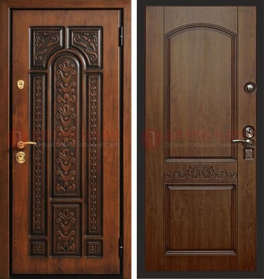Темная уличная дверь с виноритом и узором ДВТ-214 в Всеволожске