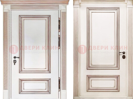 Белая металическая дверь с виноритом для дома ДВТ-239 в Всеволожске