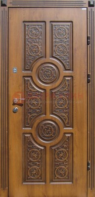 Коричневая стальная дверь с виноритом и рисунком ДВТ-25 в Всеволожске