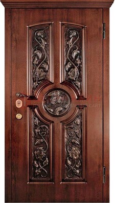 Филенчатая металлическая дверь с виноритом и резьбой ДВТ-69 в Всеволожске