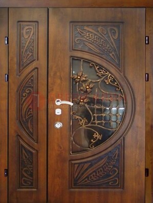 Металлическая дверь с виноритом и резной панелью внутри ДВТ-70 в Всеволожске