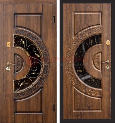 Металлическая дверь с виноритом и панелью Золотой Дуб ДВТ-71 в Всеволожске