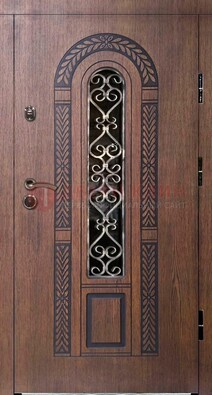 Стальная коричневая дверь с виноритом и МДФ ДВТ-81 в Всеволожске
